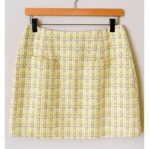 Rumored Coco Mini Skirt Yellow Shimmer Tweed Size 8 NWT Preppy Parisian